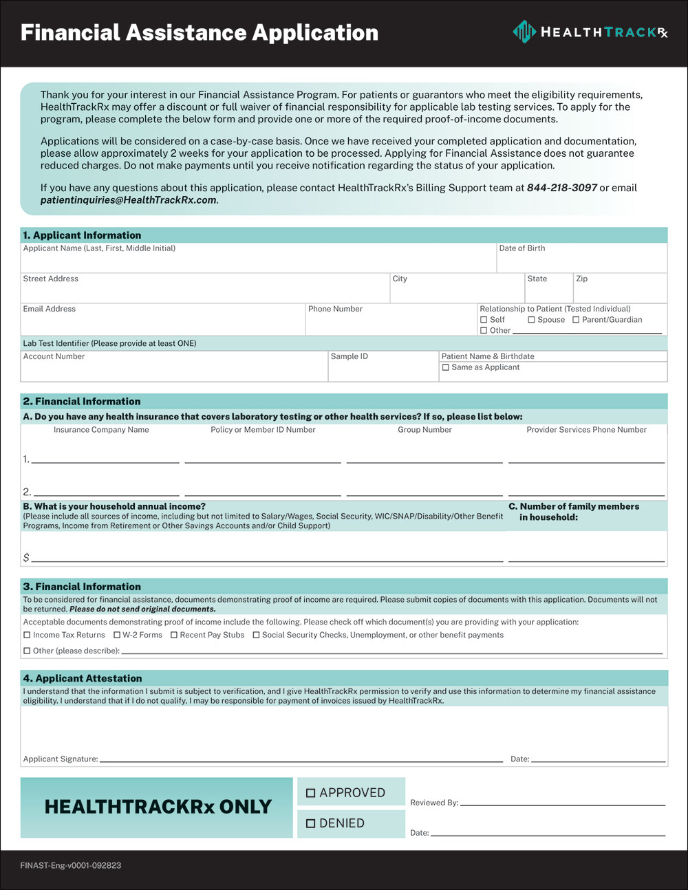 Financial Assistance Application
