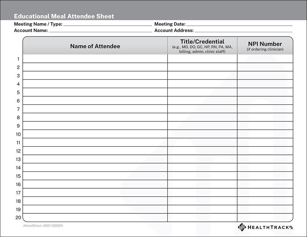 Attendee Booklet Sign-in Sheets
